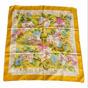 [SOLD] Authentic Salvatore Ferragamo Silk Scarf, Rare Animal Print, EUC